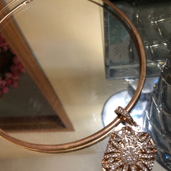 - rose gold color on omega with hanging cz pendan - Picture 4 of 5